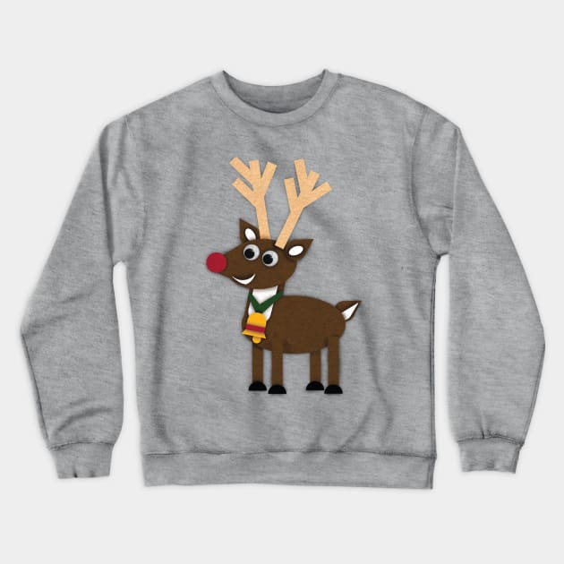 Christmas Felt Reindeer Crewneck Sweatshirt by LMHDesigns